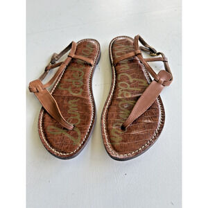 Sam Edelman Leather Thong Sandals Dressy Casual Brown Size 8M